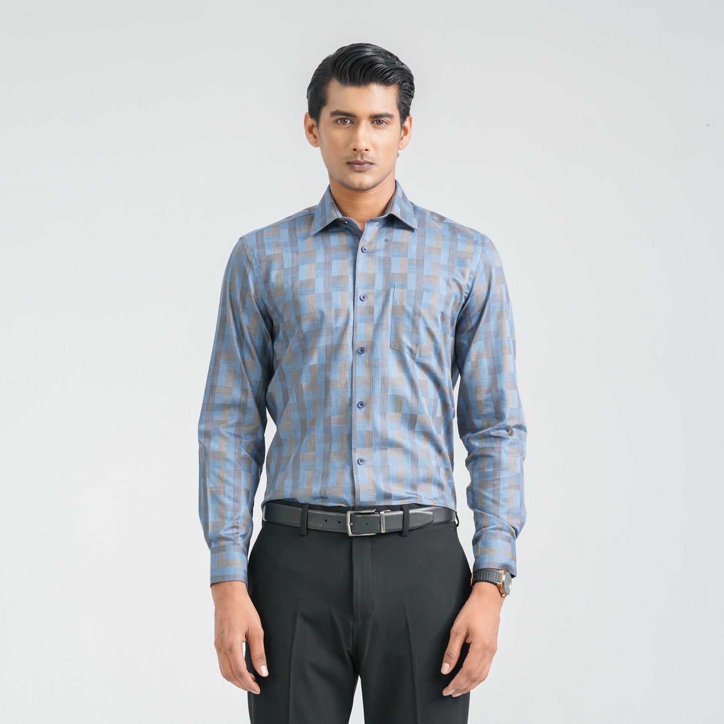 Men’s Blue Cotton Formal Shirt