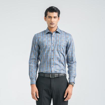 Men’s Blue Cotton Formal Shirt