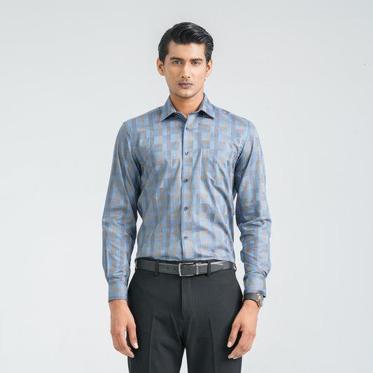 Men’s Blue Cotton Formal Shirt
