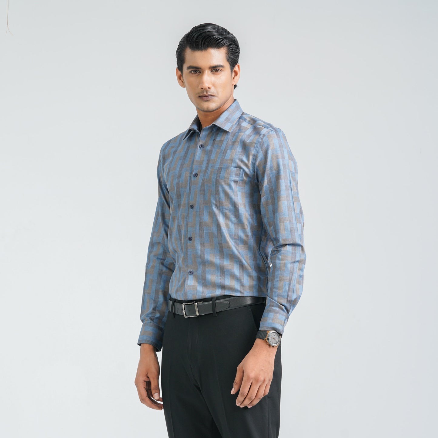 Men’s Blue Cotton Formal Shirt