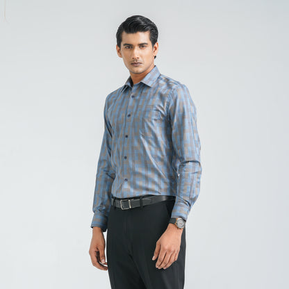 Men’s Blue Cotton Formal Shirt