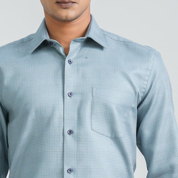 Men’s Blue Cotton Formal Shirt