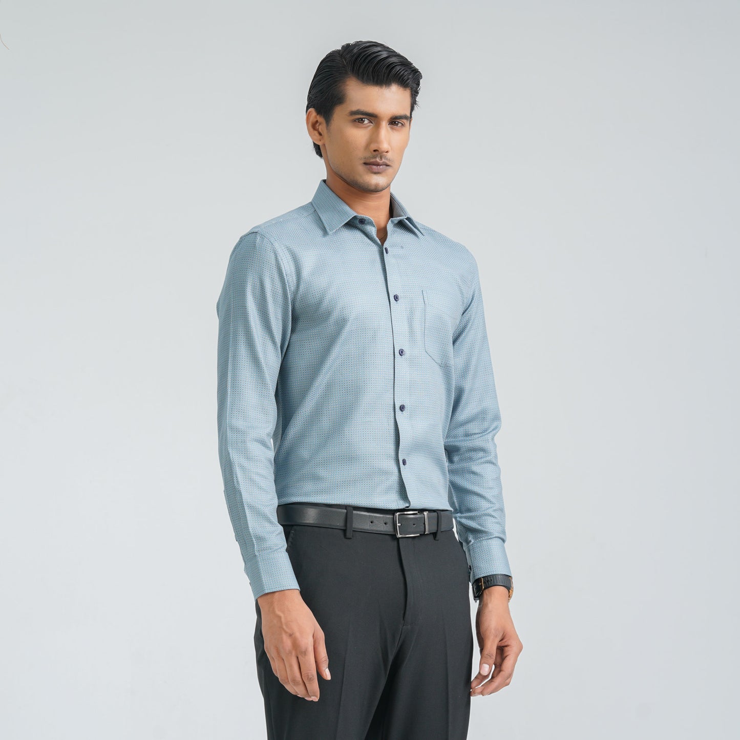 Men’s Blue Cotton Formal Shirt