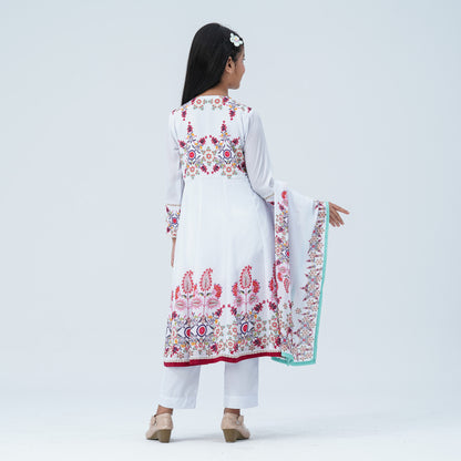 Girl's  Floral Georgette Three Piece Set