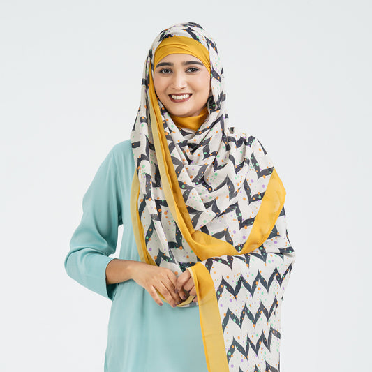 Women’s Ivory Printed Georgette Scarf