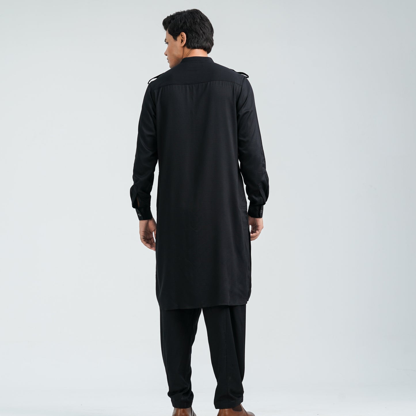 Men’s Black Viscose Kabli