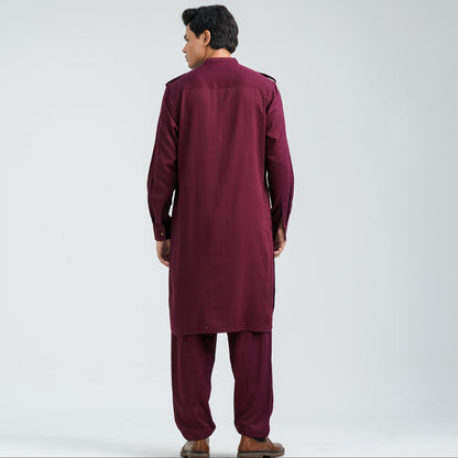 Men’s Maroon Viscose Kabli