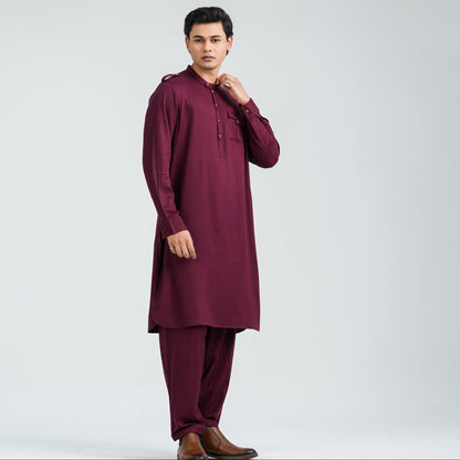 Men’s Maroon Viscose Kabli