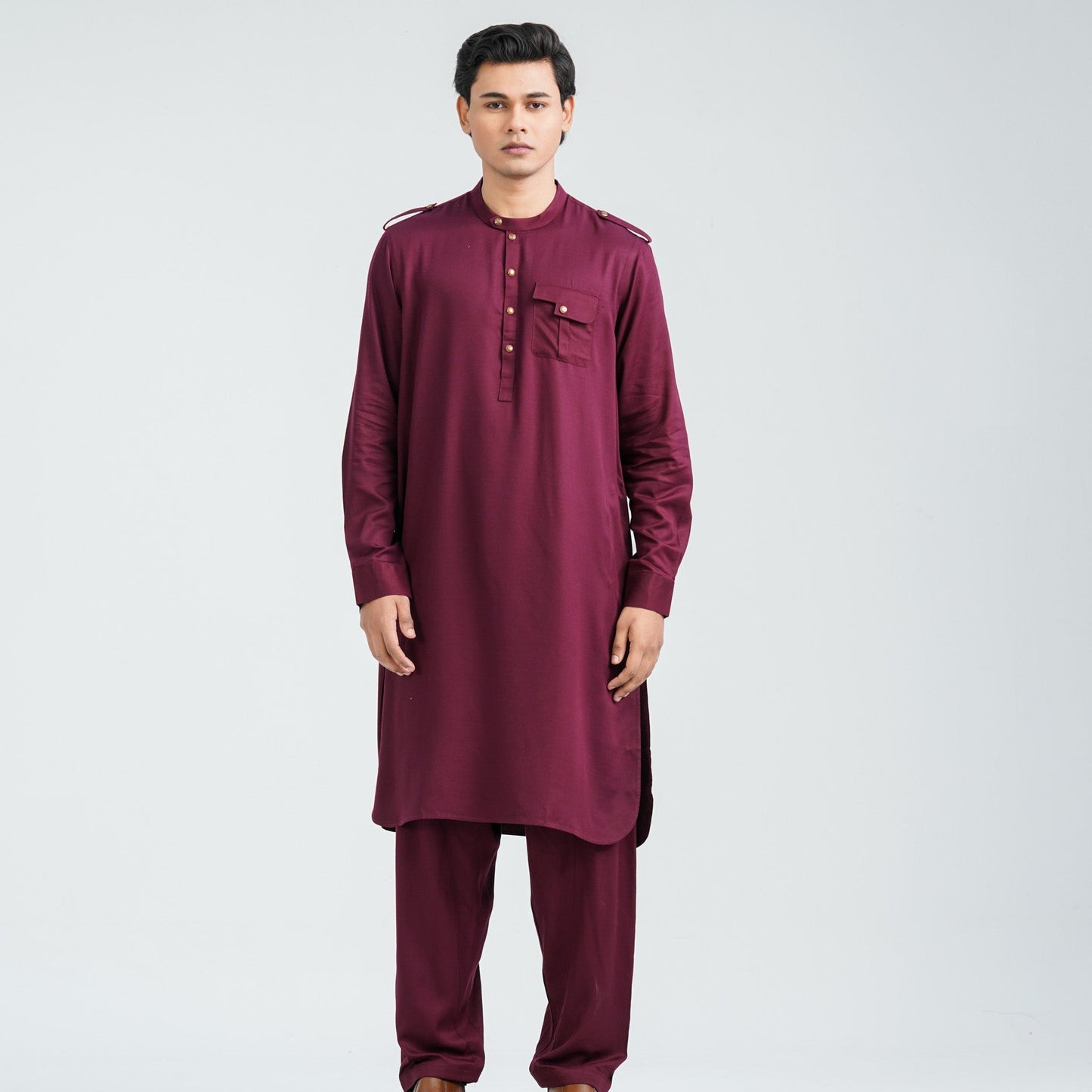 Men’s Maroon Viscose Kabli
