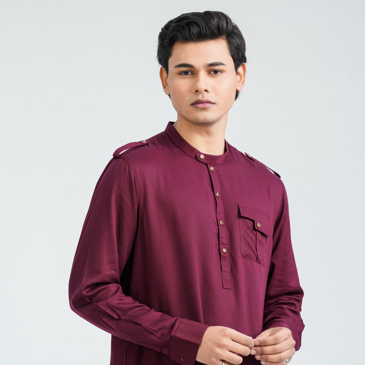 Men’s Maroon Viscose Kabli