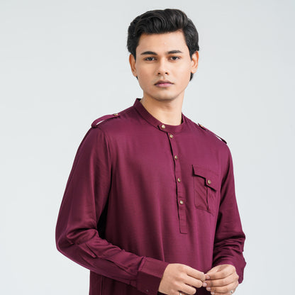Men’s Maroon Viscose Kabli