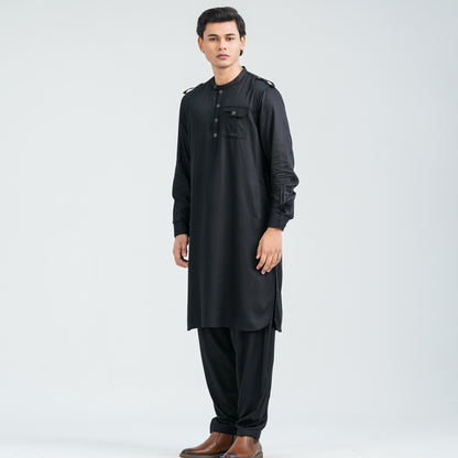Men’s Black Viscose Kabli