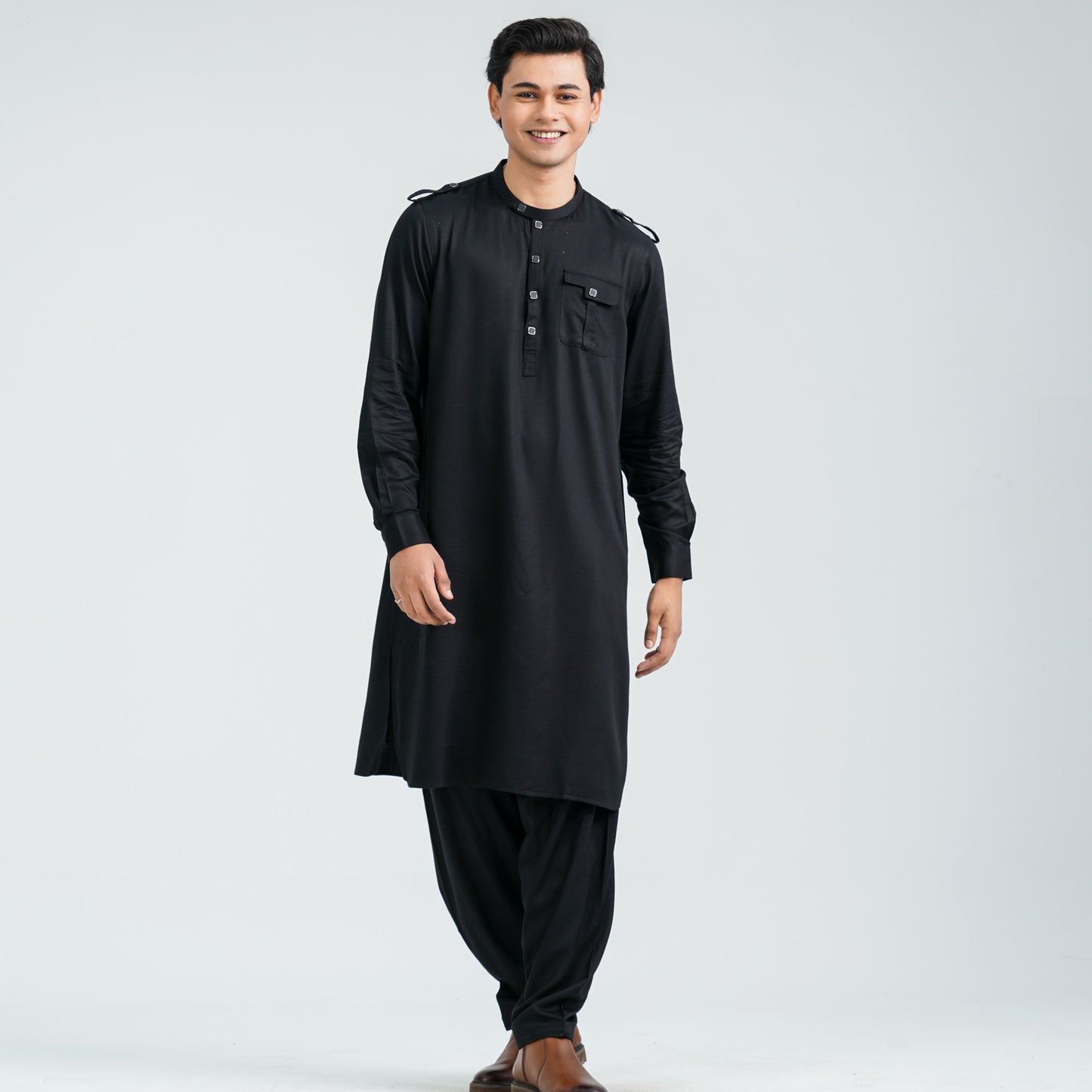 Men’s Black Viscose Kabli