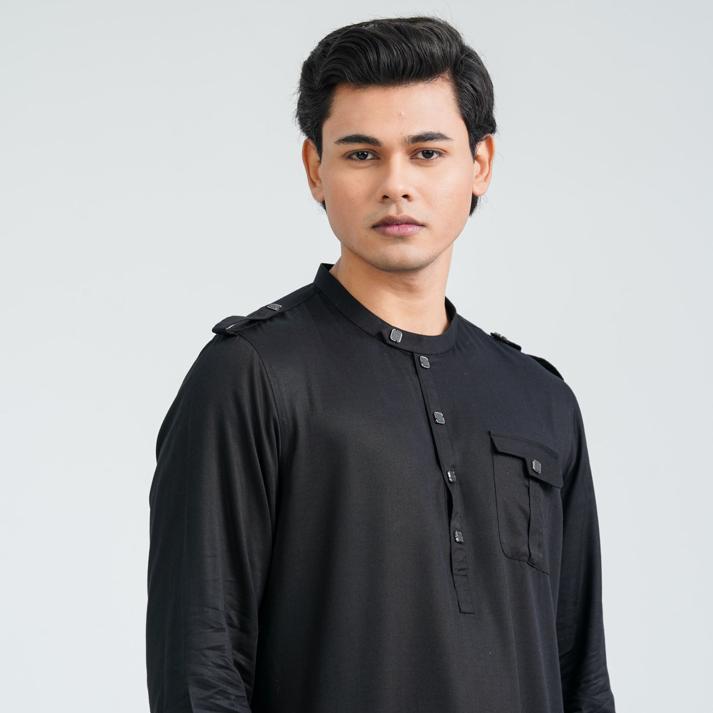Men’s Black Viscose Kabli