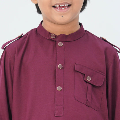 Boy's Maroon Viscose Kabli