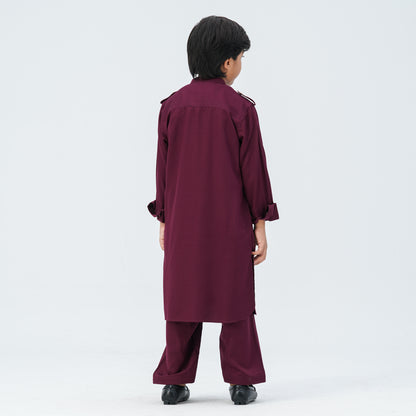 Boy's Maroon Viscose Kabli