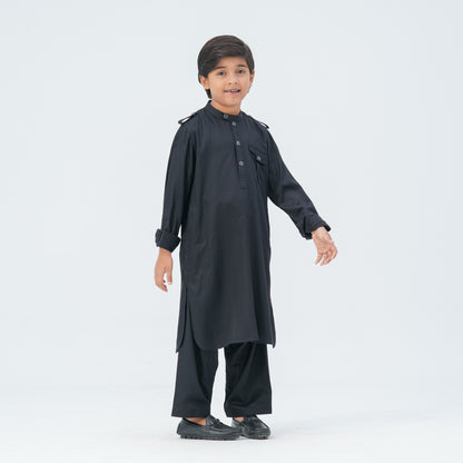 Boy's Black Viscose Kabli