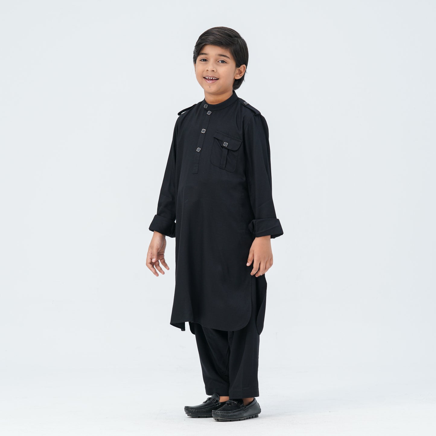 Boy's Black Viscose Kabli