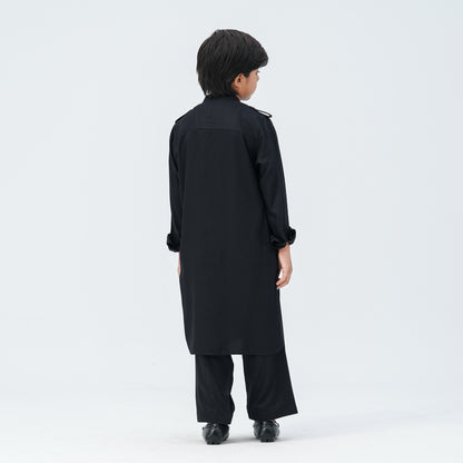 Boy's Black Viscose Kabli