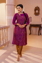 Load image into Gallery viewer, Women Violet Printed Silk Kurti
