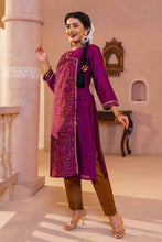 Load image into Gallery viewer, Women Violet Printed Silk Kurti
