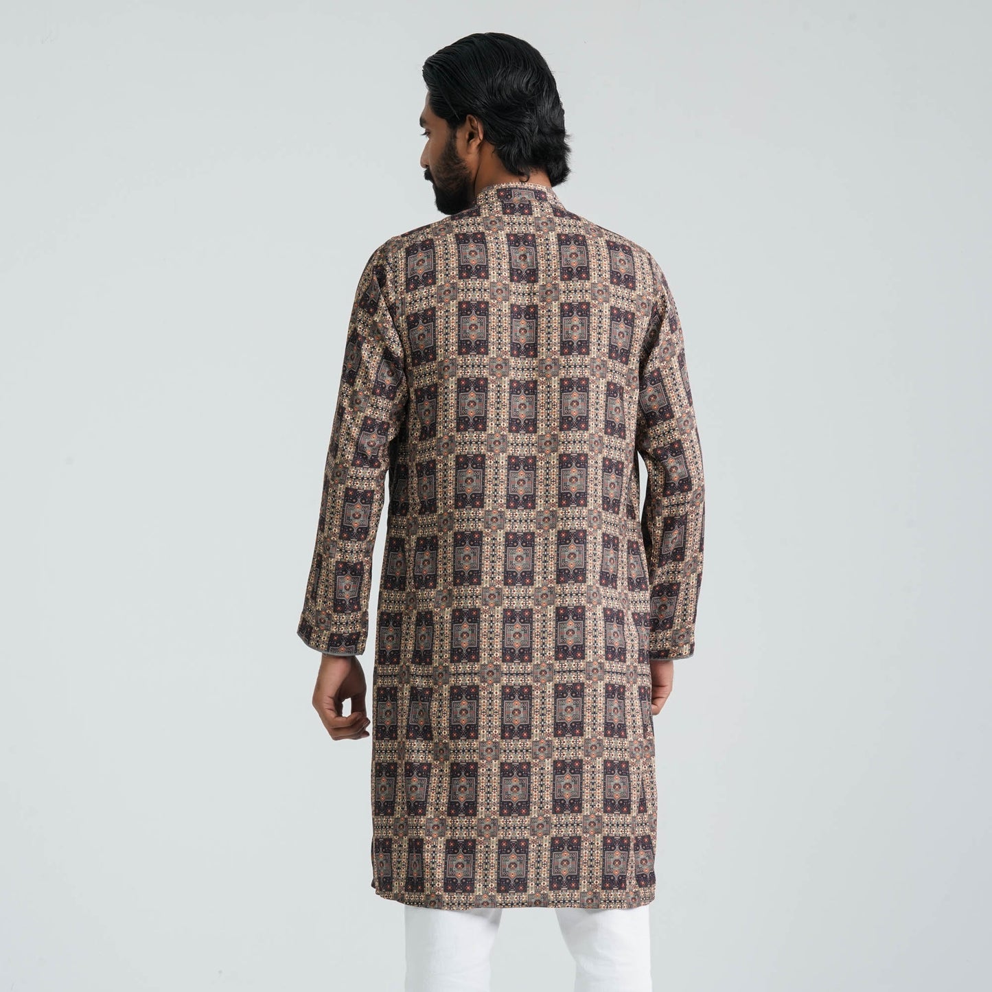 Mens Olive Digital Print Panjabi