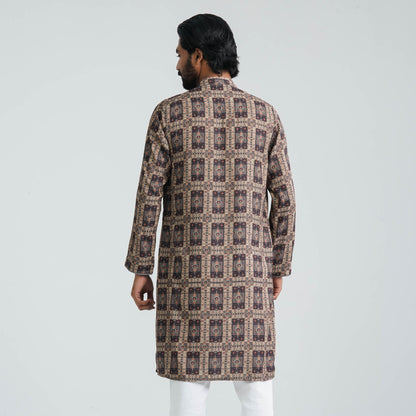 Mens Olive Digital Print Panjabi