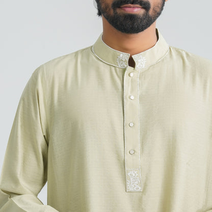 Men Cotton Panjabi Olive