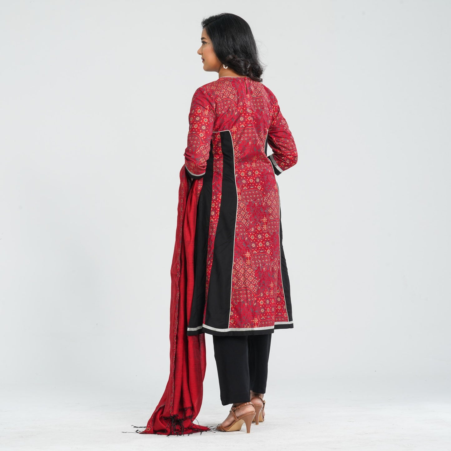 Women Red Cotton Three Piece Set
