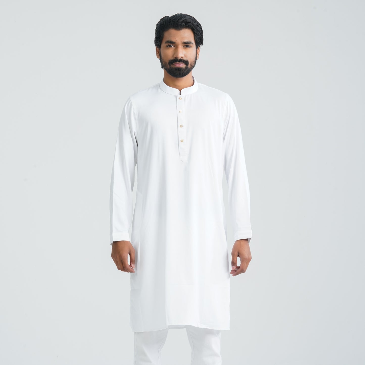 Mens White Cotton Blended Panjabi