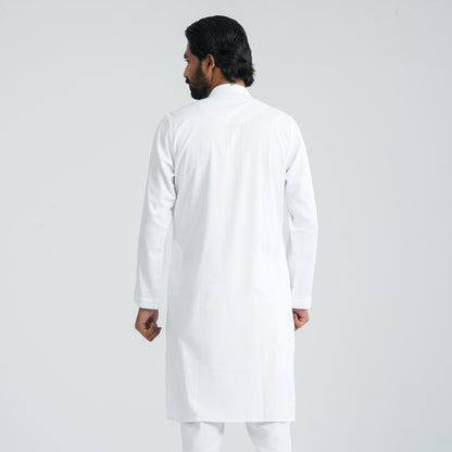 Mens White Cotton Blended Panjabi