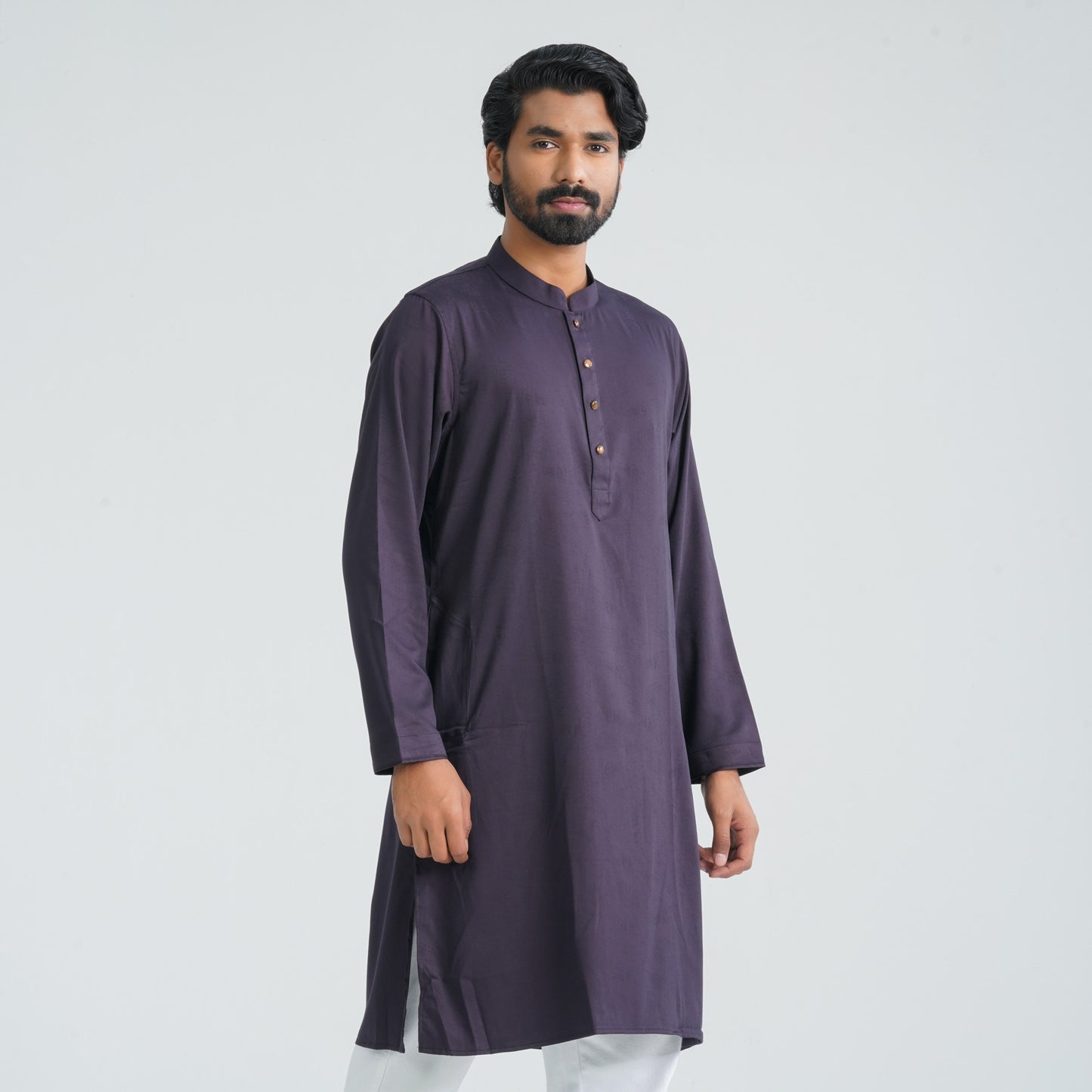 Mens Maroon Cotton Blended Panjabi