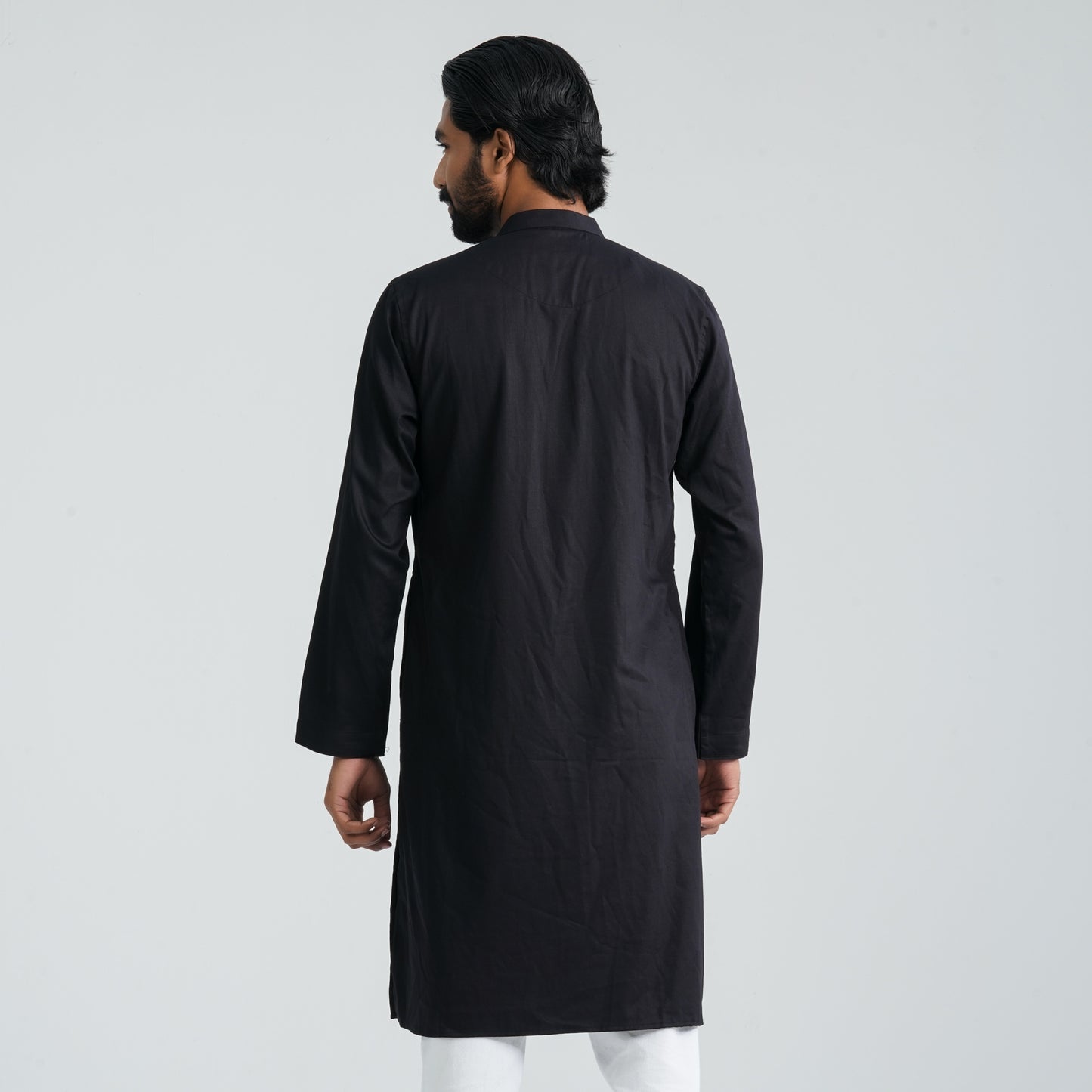 Mens Black Cotton Blended Panjabi