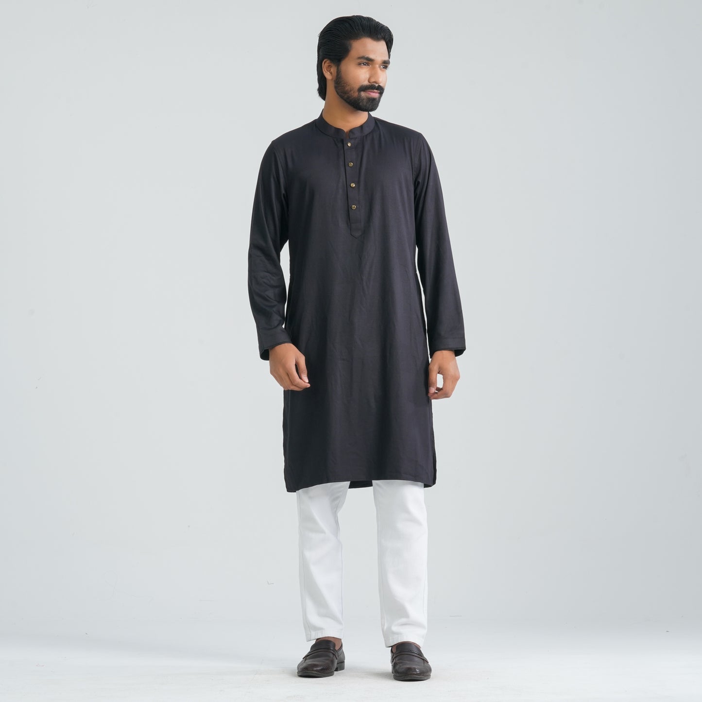 Mens Black Cotton Blended Panjabi