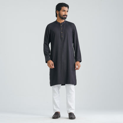 Mens Black Cotton Blended Panjabi