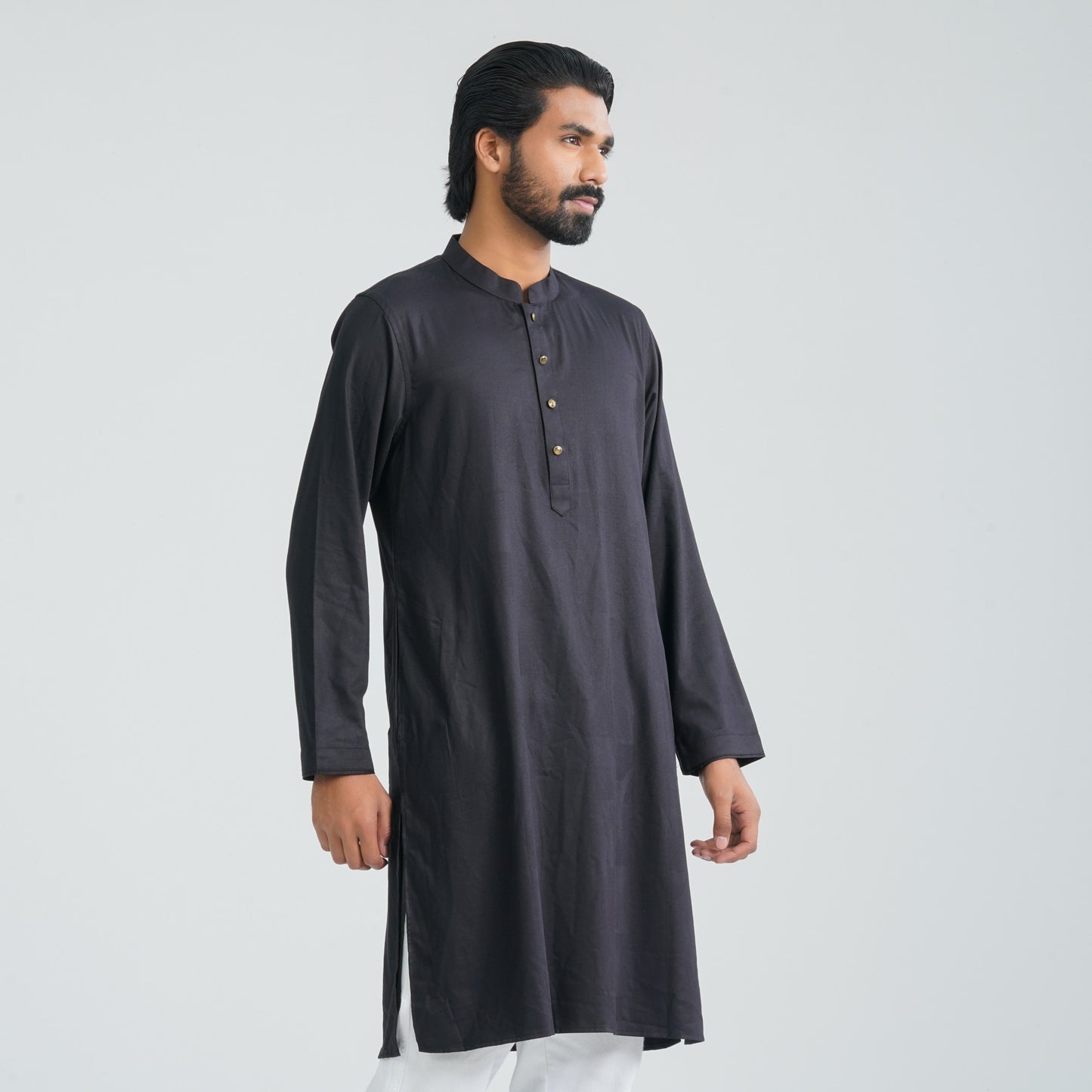 Mens Black Cotton Blended Panjabi
