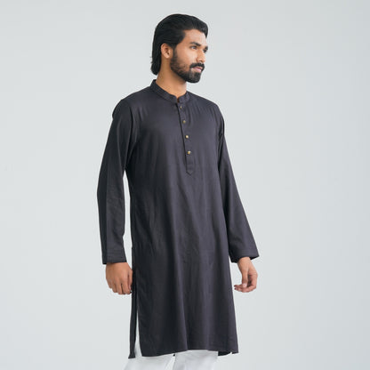 Mens Black Cotton Blended Panjabi