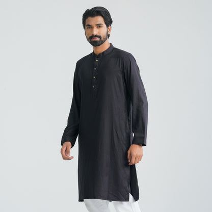 Mens Black Cotton Blended Panjabi