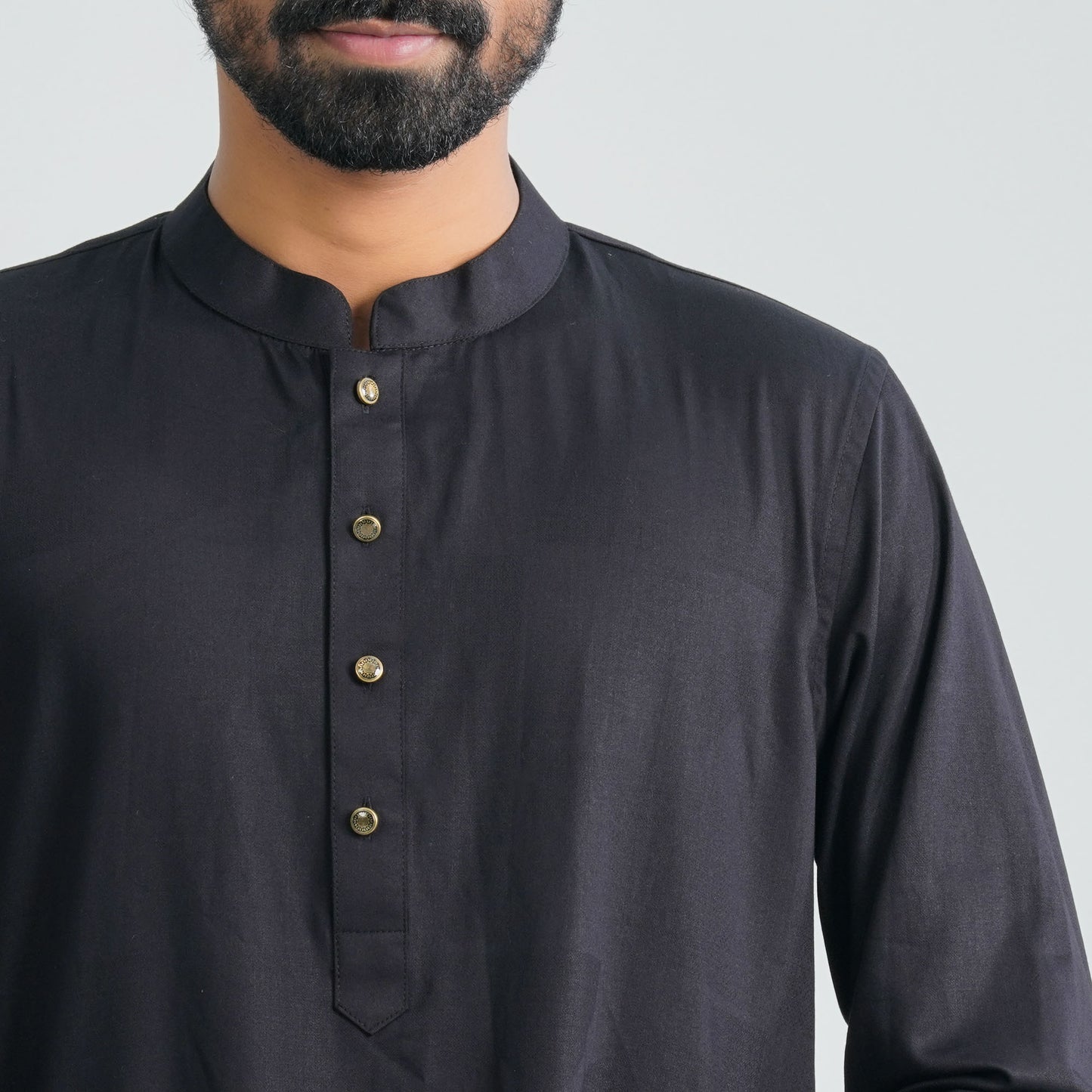 Mens Black Cotton Blended Panjabi