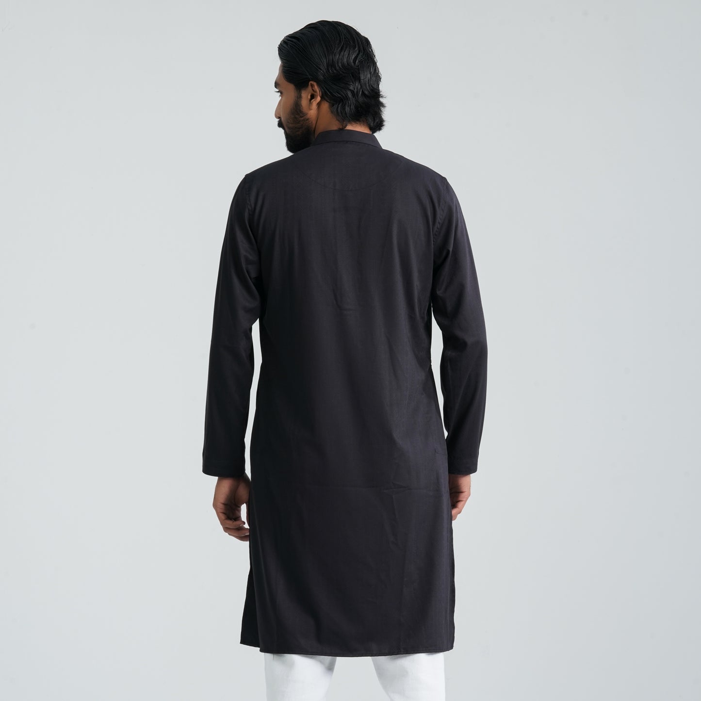 Mens Black Cotton Blended Panjabi