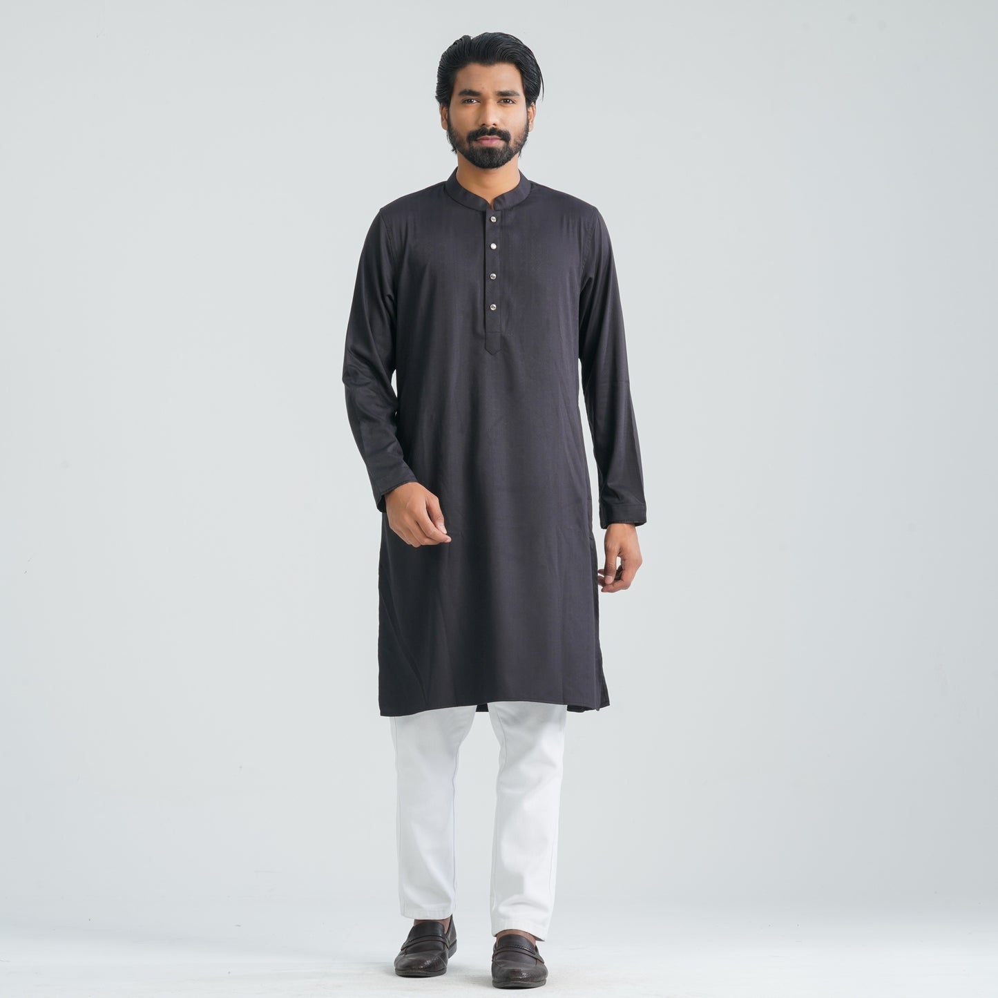 Mens Black Cotton Blended Panjabi