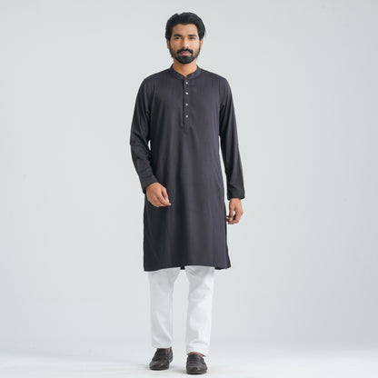 Mens Black Cotton Blended Panjabi