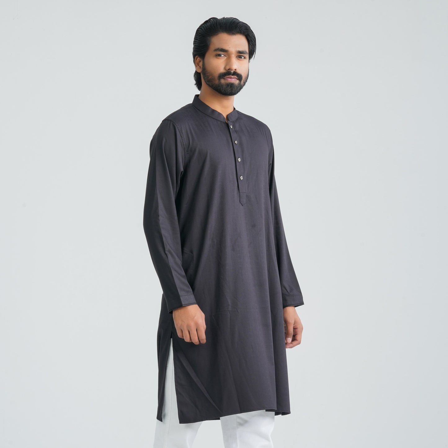 Mens Black Cotton Blended Panjabi