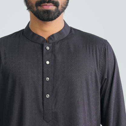 Mens Black Cotton Blended Panjabi