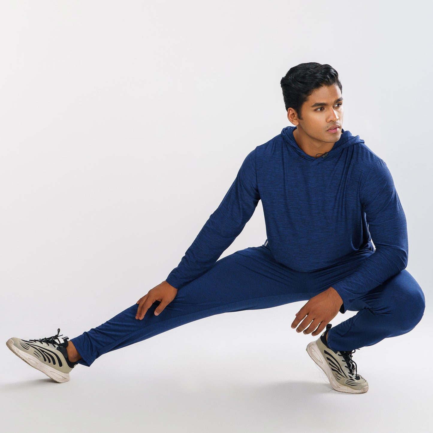 Mens Navy Melange Hoodie