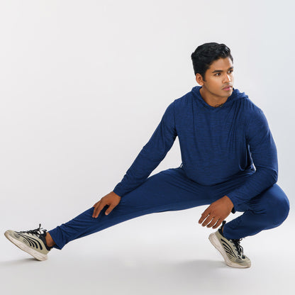 Mens Navy Melange Hoodie