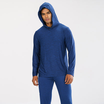 Mens Navy Melange Hoodie
