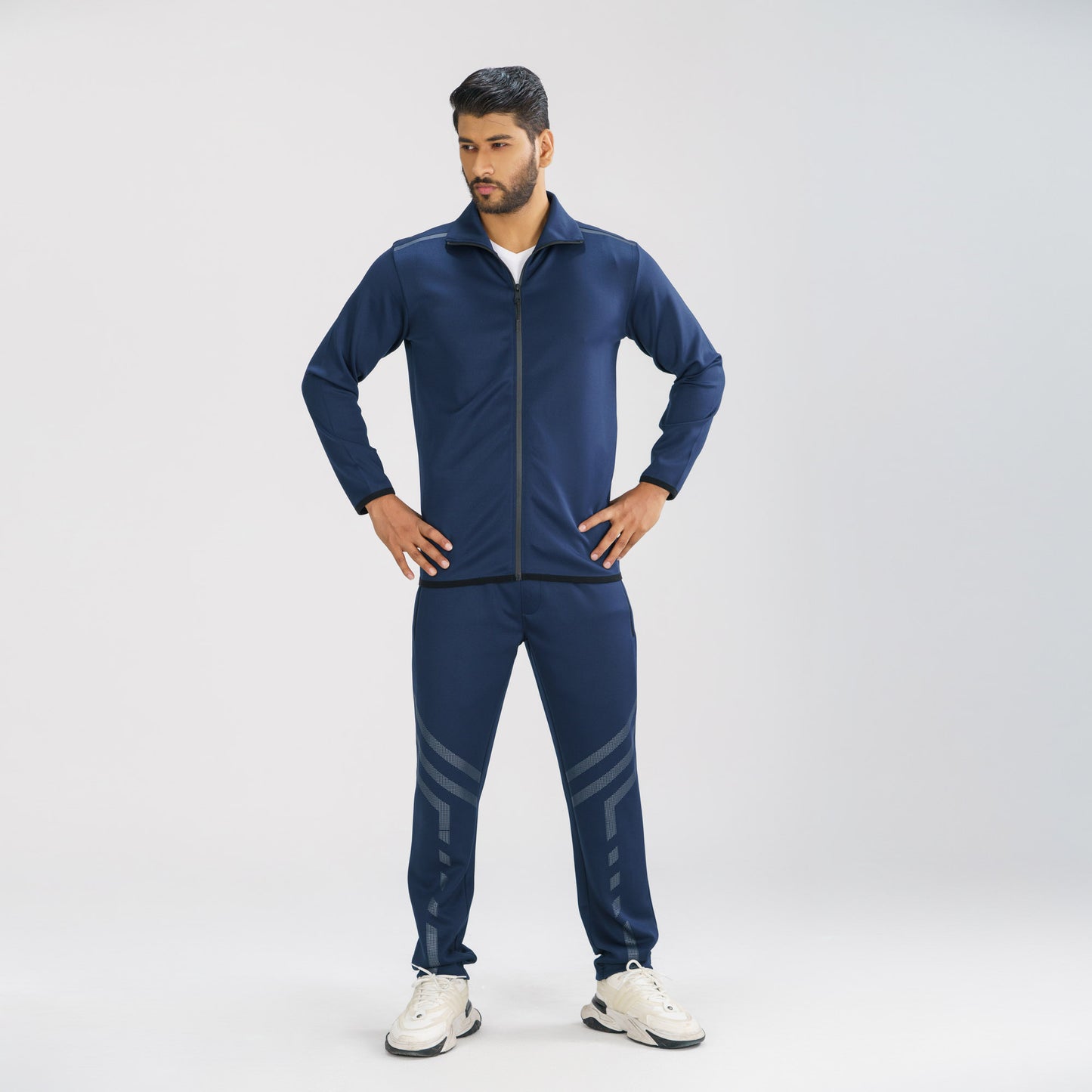 Mens Navy  High-Neck Sweatshirt