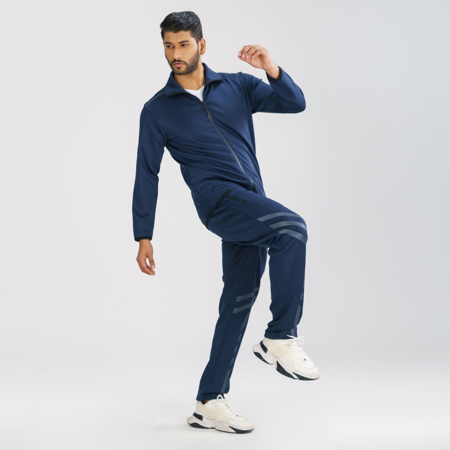 Mens Navy  High-Neck Sweatshirt