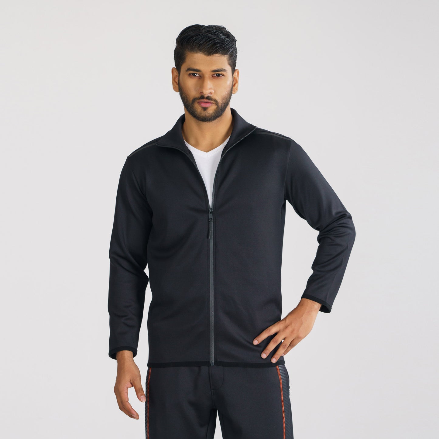 Mens Black High-Neck Sweatshirt